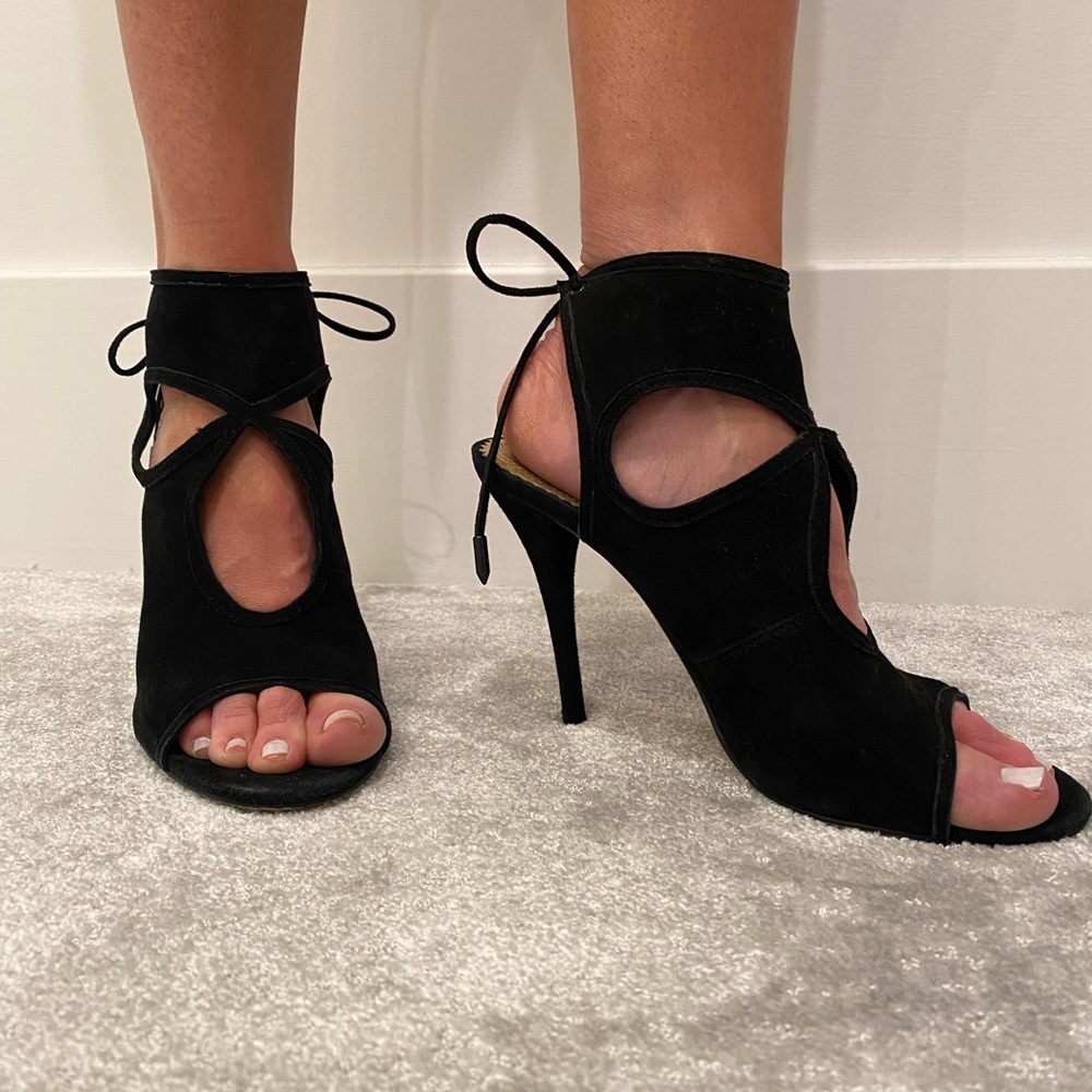 Aquazurra black suede heels sz 6.5